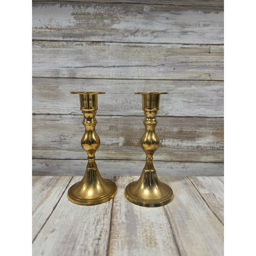 Vintage Solid Brass Candlestick Holders Set of 2 Candle Stands Made in India
